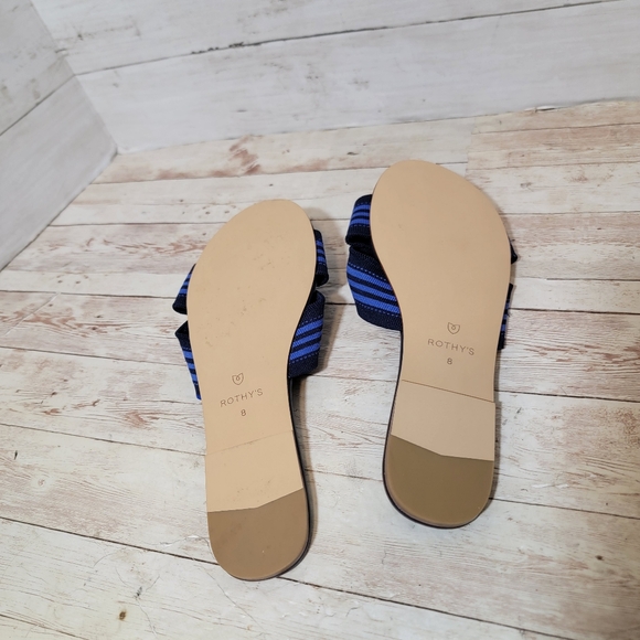 Rothy’s New The Knot in Cobalt Stripe Flat Sandal Slide Womens 8 - Picture 10 of 11